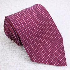 Brooks Brothers Silk Tie Red White Blue Geometric Chain Link 58" x 3.75" Makers