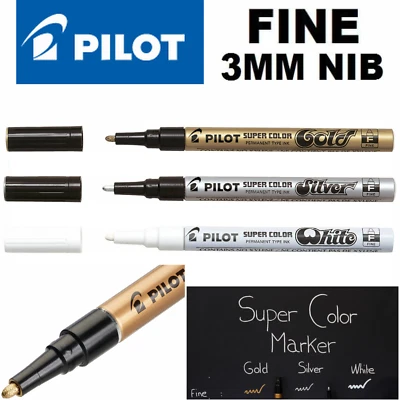 Pilot Super Color Marker Pen Fine Metallic Paint Pen Gold Silver White