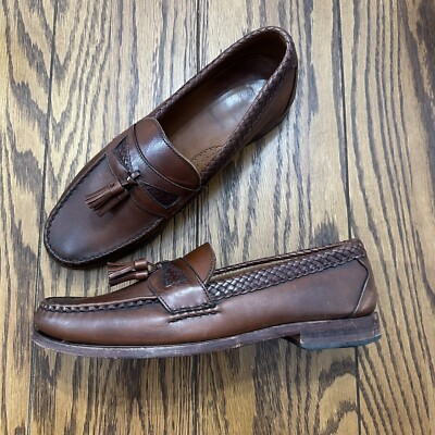Allen Edmonds Maxfield Loafers Men\'s Size 10 D Brown Leather Tassel Braided Shoe s-l400.jpg main image 2
