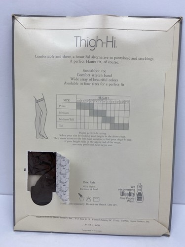 Nuevo de Lote Antiguo Medias Hanes Muslo-Hi Nailon Transparente Sandalia Talla Mediana/Alta Ciudad Taupe #606 - Imagen 4 de 4