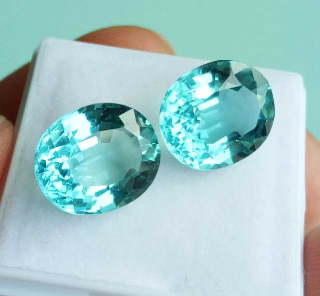 一对 12x10 毫米。 OVAL NEON 蓝色 PARAIBA TOURMALINE 颜色,优质切工_2 件。 — 第 2/4 张图片