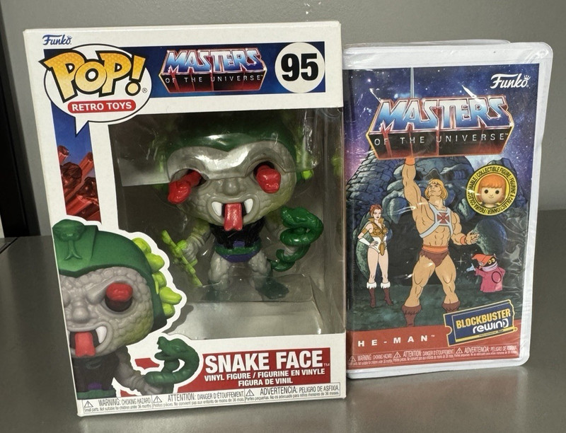 Funko Pop Snake Face #95 + Funko Rewind He-Man Blockbuster Exclusive Lot
