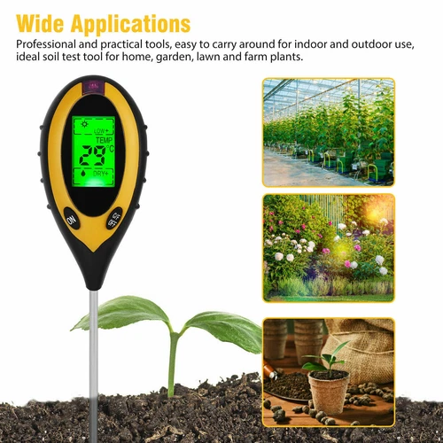 4 in 1 LCD Digital PH Tester Soil Water Moisture Light Temperature Test Meter - Picture 6 of 10