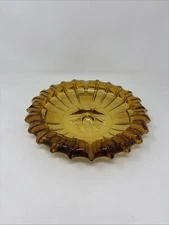 MCM Sunburst Amber Glass Cigar Pipe Cigarette Ashtray 