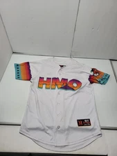 Naranjeros HMO Game Baseball Jersey M Size Small White Orange 50A