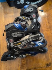 SCHWINN ABEC-5 INLINE SKATES BLUE ROLLER BLADES Youth ADJUSTABLE SIZE 1-4 - Worn