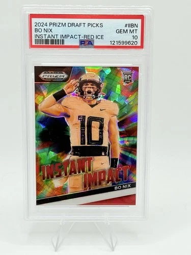 2024 Panini Prizm Draft Picks Instant Impact Bo Nix #IIBN Red Ice PSA 10