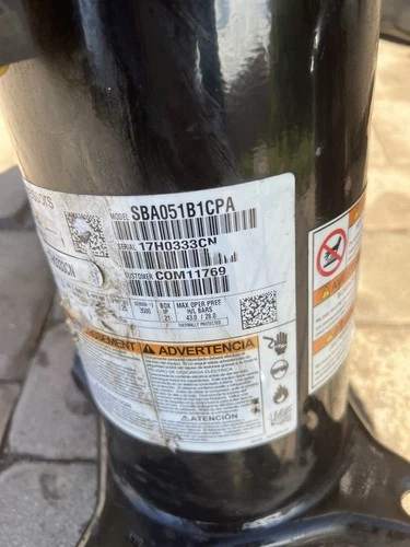 Alliance Compressor  SBA051B1CPA- 220v 60 Hz 1 PH R410A ! Year 2017  COM-11769