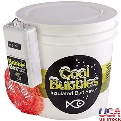 Insulated Aerated Bait Bucket System W/ Pump Dip Net Fresh Saltwater Fishing New