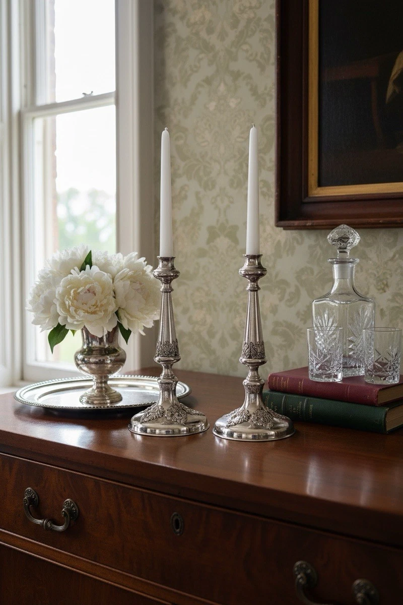 Sheffield Antique US Silver-Plated Candlesticks & Candelabras for