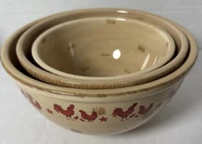 Set of 3 Rooster 5-6-7 In. Ceramic Nesting Serving Bowls - Ltd Commodities