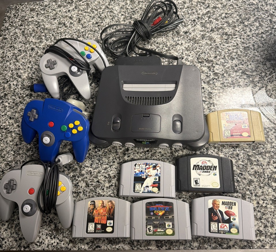 A black N64 with 3 controllers and 6 games is a complete, ready-to-play retro setup that any teen would actually tear open on Christmas morning.