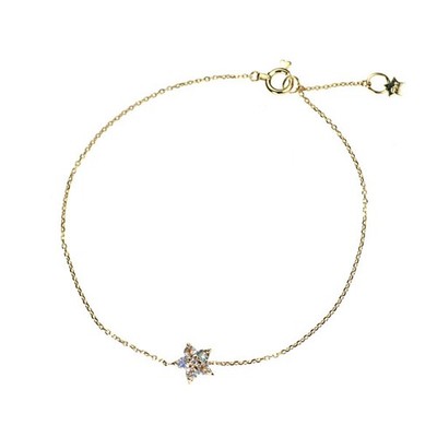 Star jewelry K10YG moonstone diamond bracelet D0.05ct star - Auth free shipping