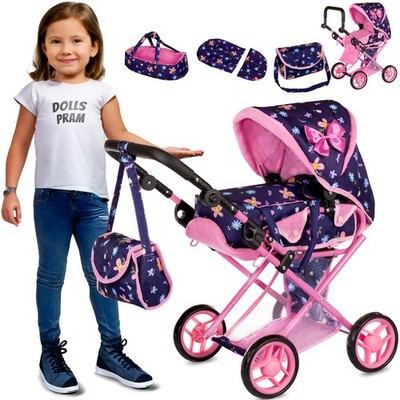 Foldable Doll Pram with Lightweight Design for Toddler Playtime