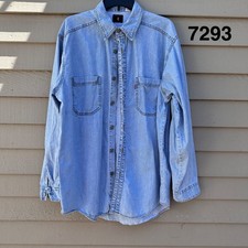 Vintage Levis Red Tab Jeans Denim Button Down Shirt Light Wash 60560-1315 XL