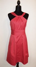 DAVID'S BRIDAL Orange Red Twist Neckline Cocktail Bridesmaid Dress NWOT 6