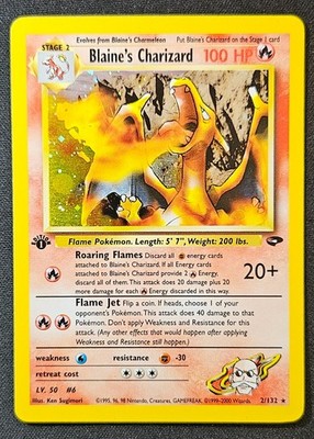 Blaine's Charizard 2/132 Gym Challenge 1st Edition Holo Vintage