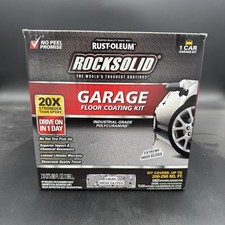 NEW Rust-Oleum RockSolid 1 Car Garage Floor Kit -90oz.-Gray Gloss Polycuramine