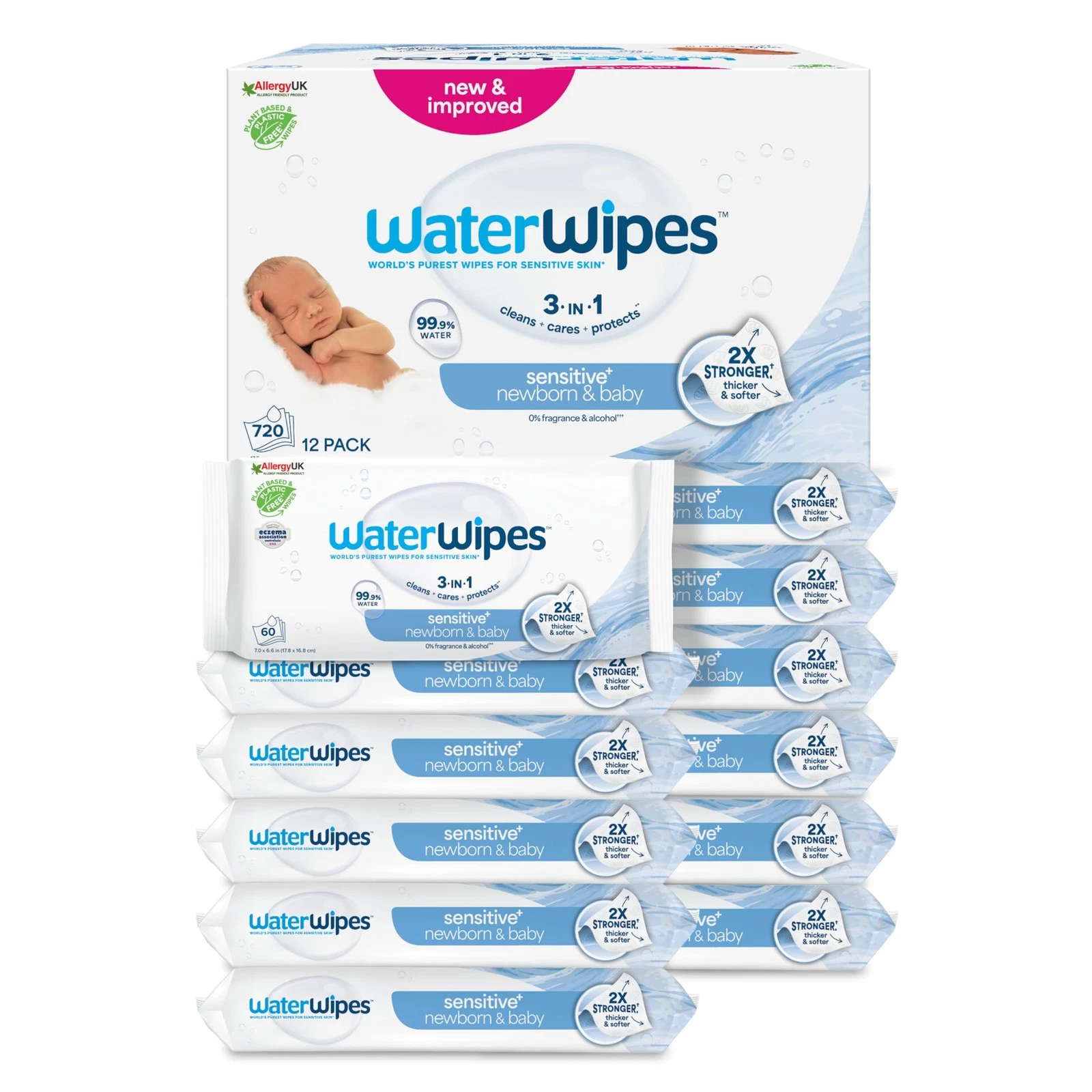 Sensitive Newborn & Baby Wipes 720 Count (12 Packs) 3 In 1 Cleans Cares Protects
Opens in a new wind