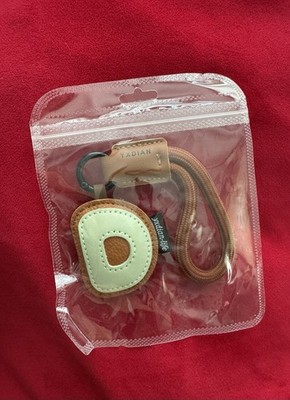 YXDIAN personalized Letter D Key Chain Wrist Strap Lanyard Brown/Green Leather