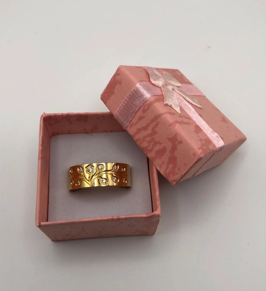 Anel Tree Of Hope aço por design banhado a ouro aço inoxidável 5/16" tamanho 8 - Imagem 4 de 4