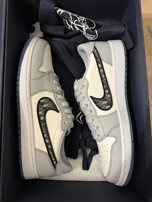 Size 10 - Dior x Air Jordan 1 Low Gray | eBay