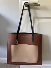 Marc Jacobs The Grid Pebbled Leather Purse Shopper Tote Preowned 3 Tones