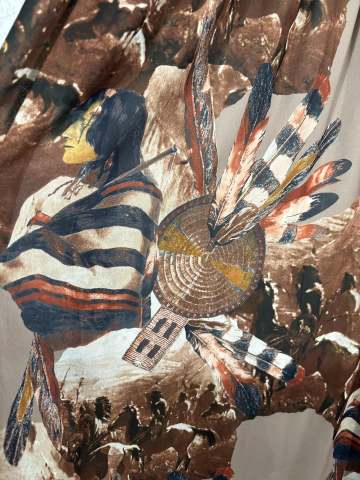 Falda vintage Pierre Cardin para mujer mediana grande estampado nativo americano maxi años 80 Foto 3 de 4