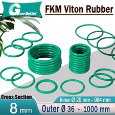 FKM Green O Ring Fluorine Rubber Seal Gasket Cross Section 8mm , ID 20mm - 984mm