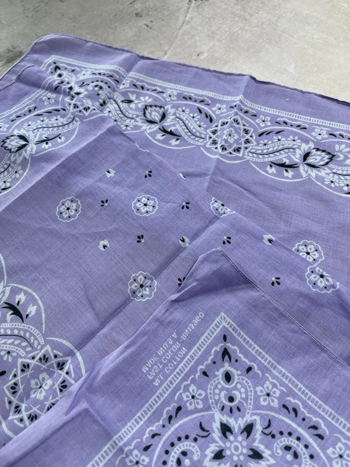 Bandana rápida color púrpura RN 13960 EE. UU. 100 % algodón vintage verdadera de los años 60 Foto 3 de 3