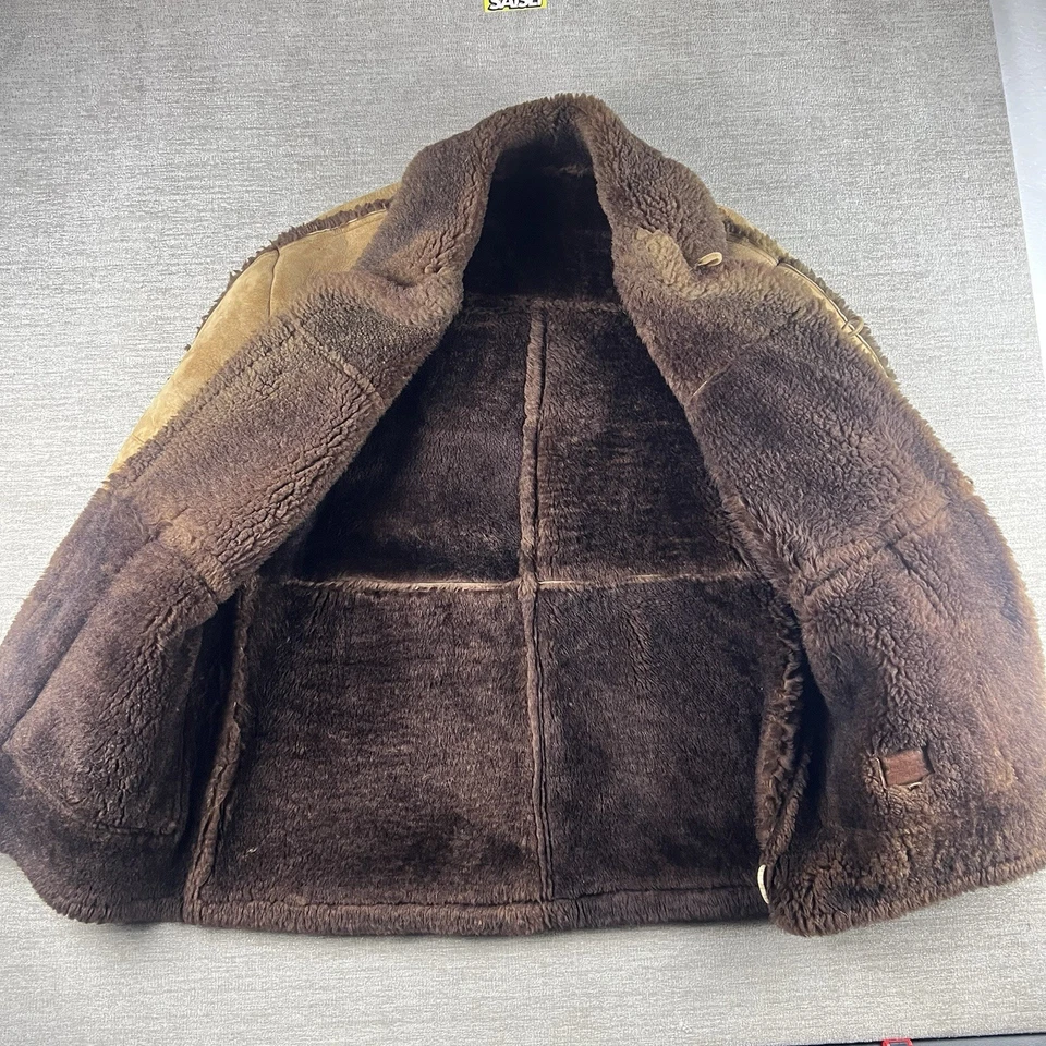 Abrigo de piel de oveja Overland vintage para hombre 46 piel de oveja occidental EE. UU. cuerno marrón años 90 Foto 4 de 4