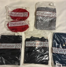 All New Chefwear Uniforms Chef Shirts/Pants/Caps XS-2XL Packaged Lot-6 Wholesale