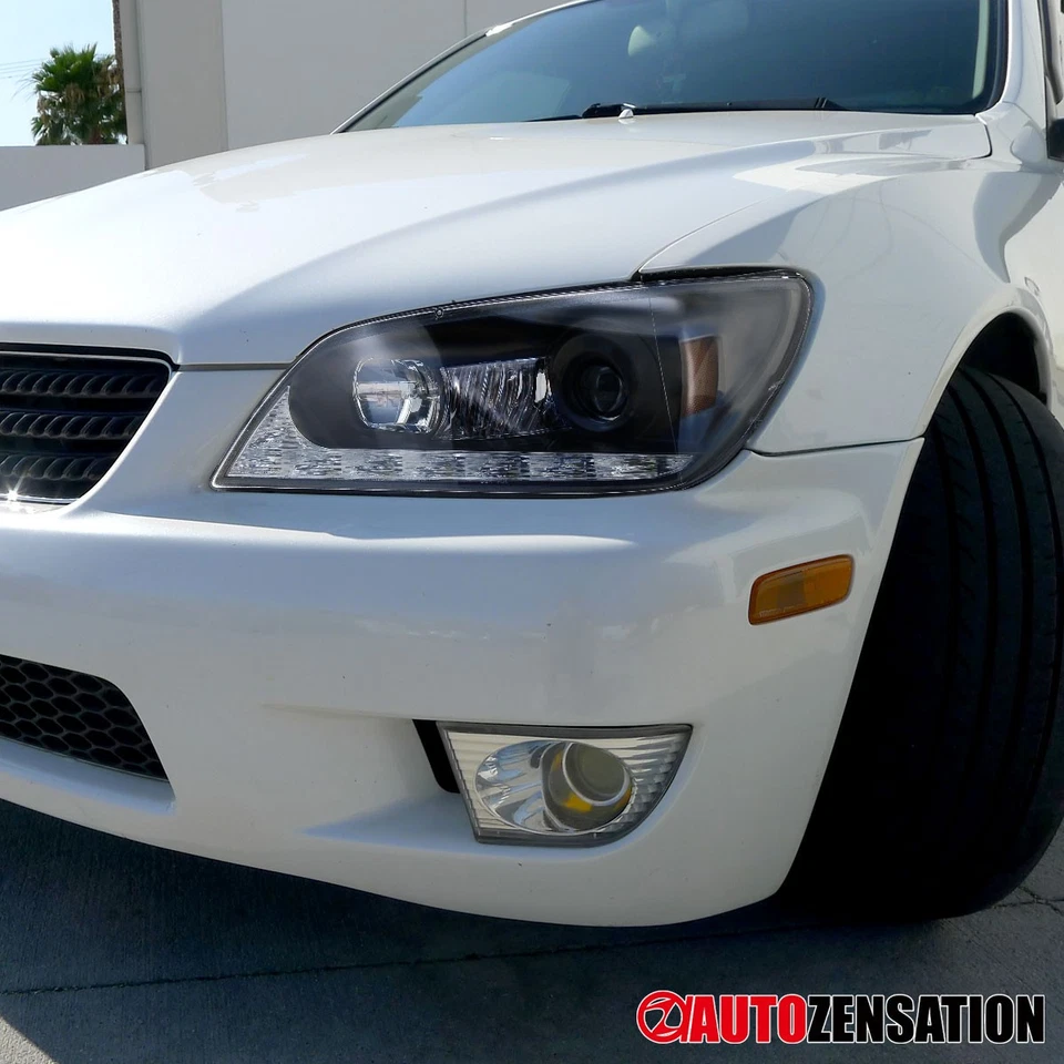 Black Fits 2001-2005 Lexus IS300 LED Strip Projector Headlights Lamps Left+Right - Изображение 3 из 4