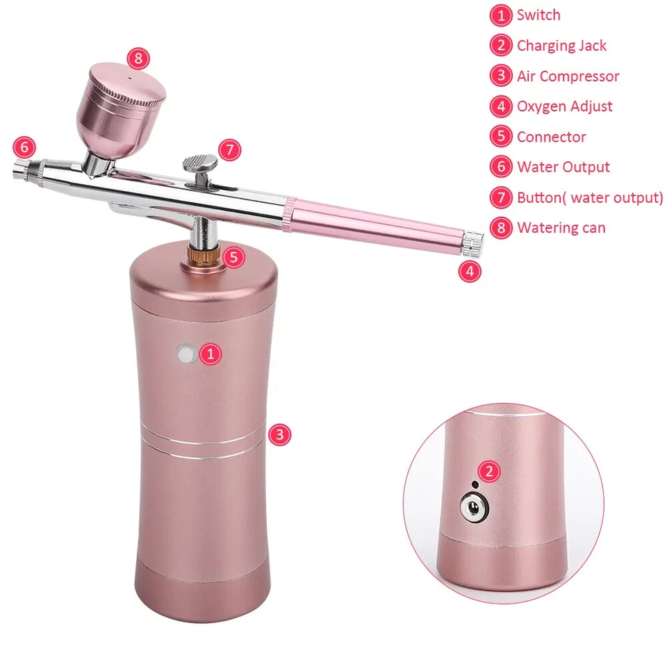 Kit compresor pistola pulverizadora aerógrafo recargable para arte en uñas tatuaje pastel maquillaje Foto 4 de 4