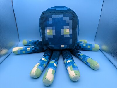 Minecraft Earth Glow Squid 19  Pillow Glow In The Dark Plush Blue Octopus Mojang