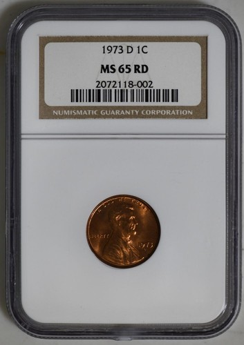 Centavo conmemorativo Lincoln 1973-D, certificado NGC MS65 RD #2072118-002