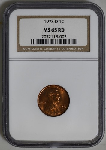 1973-D LINCOLN MEMORIAL CENT, NGC CERTIFIED  MS65 RD #2072118-002 - Picture 1 of 3