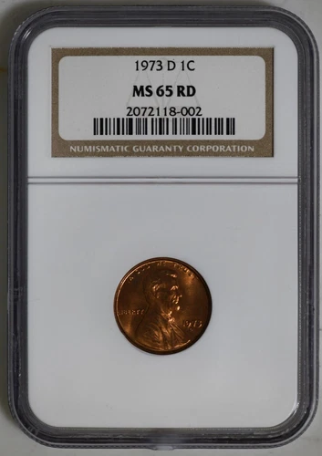 1973-D LINCOLN MEMORIAL CENT, NGC CERTIFIED  MS65 RD #2072118-002