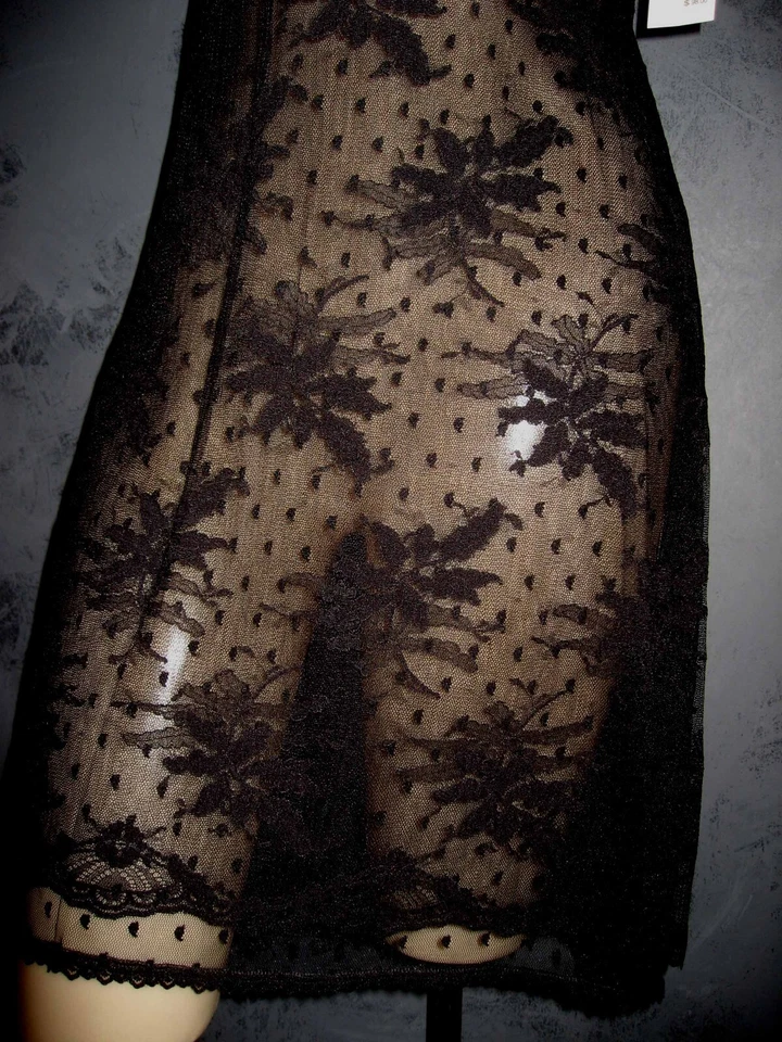 Vestido sin Mangas Claire Pettibone Lencería Chemise LAVINIA Negro Pizarra Azul Encaje L Nuevo con Etiquetas Foto 4 de 4