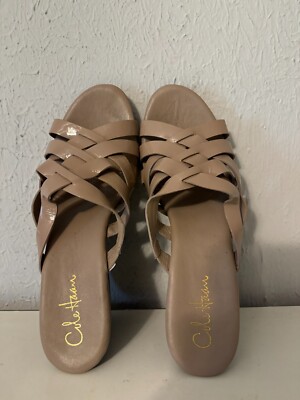 Cole Haan Womens Tan Leather Outdoor Slip On Wedge Heel