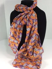 🎃Women's Halloween Scarf Fashion Jack O Lantern Festive Holiday 11”x 60”