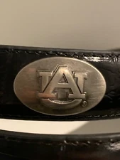 AUBURN UNIVERSITY ZEP-PRO BELT! - CROC PATTERN BLACK LEATHER SIZE 40 AU SYMBOLS!