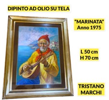 💛❤️QUADRO TRISTANO MARCHI⭐MARINATA⭐1975⭐️PITTURA OLIO SU TELA⭐️RARO💛❤️