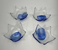 4 Glass Light Blue Round Votive Tea Light Candle Holder Translucent