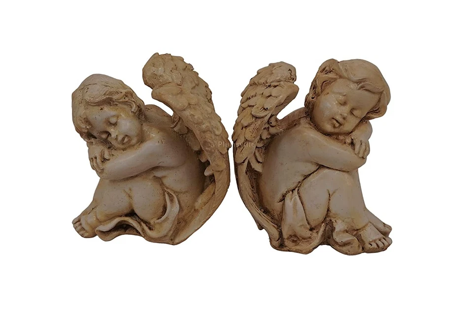 Lindo Pequeño Ángel Querubines Cupido con Alas Ídolo Estatua Hogar Decor Juego 2 - Imagen 2 de 4