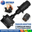 7 Pin Round Male Plug to 7 Pin Flat Female Socket Adaptor Trailer Connector