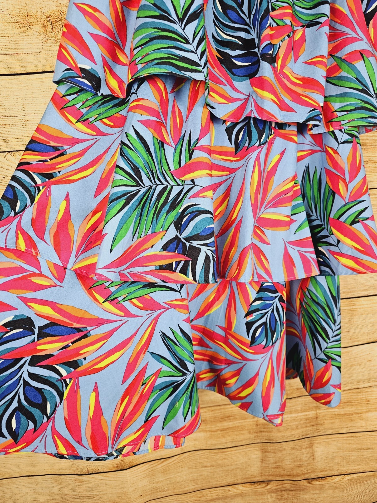 NWT Tabitha Brown Tropical Print Tiered Midi Skirt Size Small 
