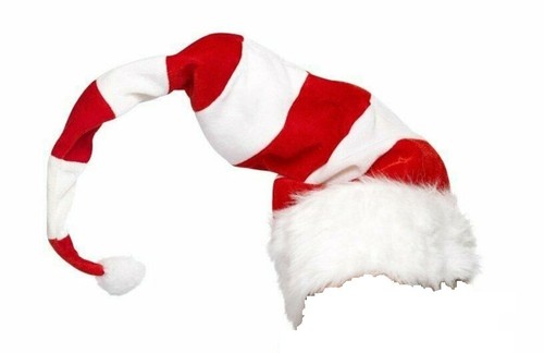 Long Red \u0026 White Striped Santa Hat 