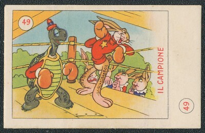 1936 DISNEY ELAH TOPOLINO TORTOISE & THE HARE IL CAMPIONE CARD #49 VG