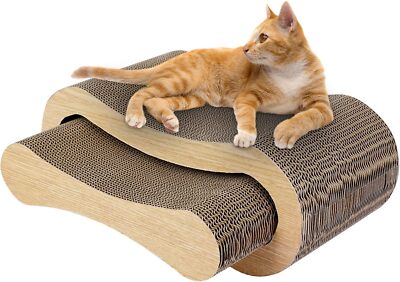 ScratchMe Bone Shaped Cat Scratcher Board Post Carton Prevents Furniture Damage